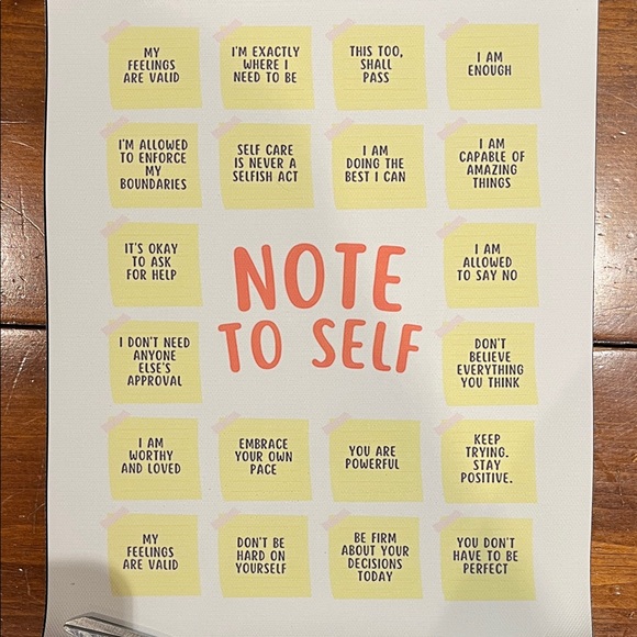NWT Inspirational Note to Self Art Print - Multicolor - Picture 1 of 5